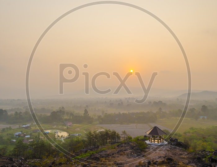 A foggy morning scene at Khao Yai National Park, Thailand