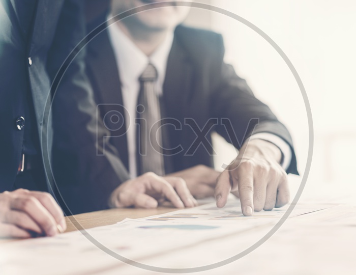 Business documents on the table in an office