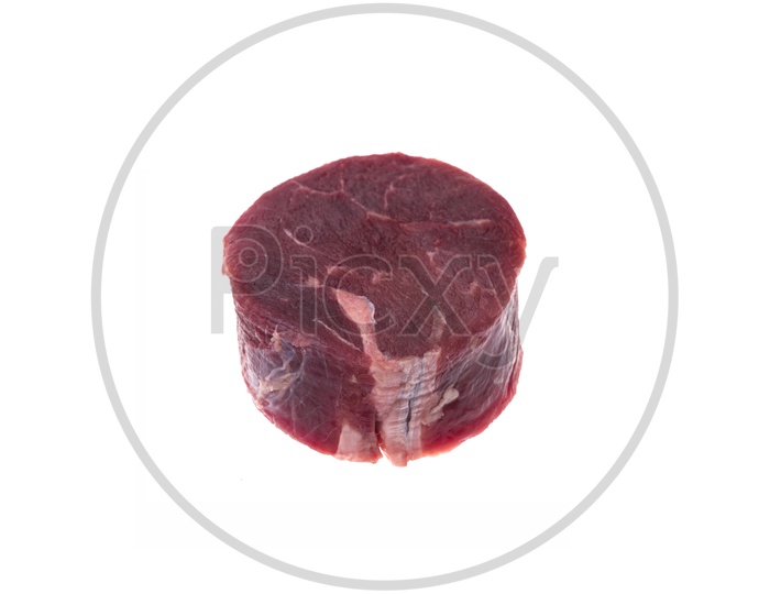 Fresh raw beef steak isolated on white  Background