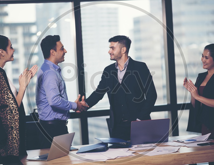 Successful Business man Shaking hands Each Other on a Business Approval