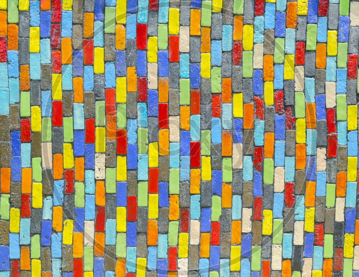 Rainbow colour rectangular grid wall