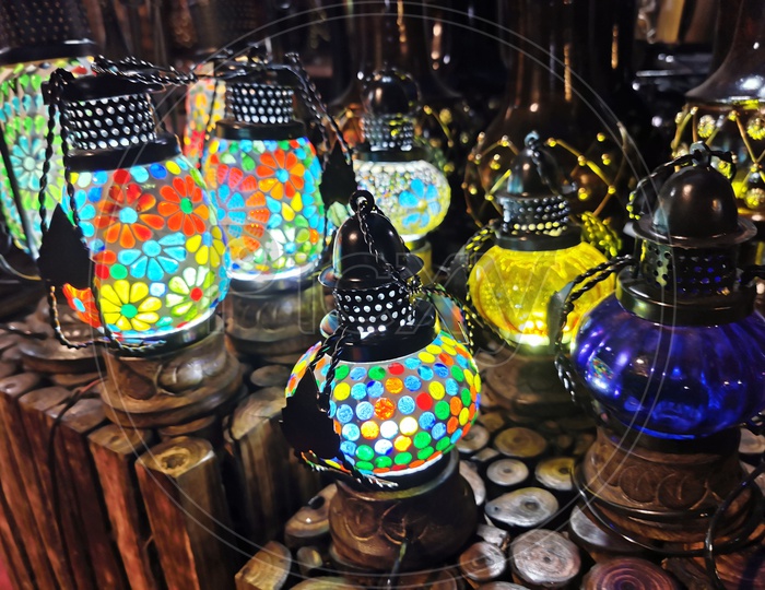 Light Lanterns Handicrafts At Vendor Stall at Shilparamam