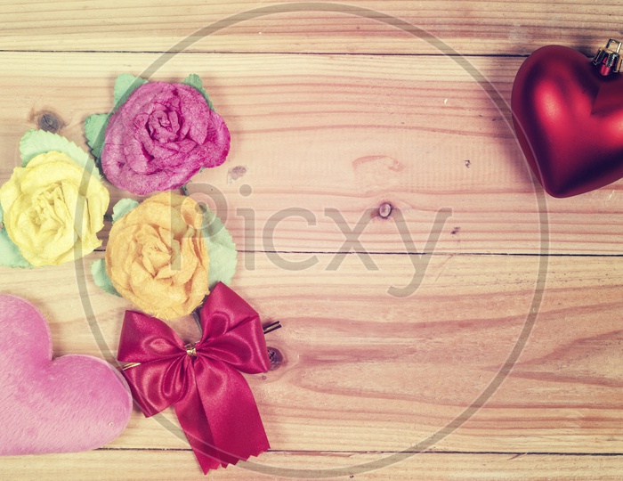 Valentines Day Artistic Backgrounds With  Love hearts , Flowers   and Space For Text