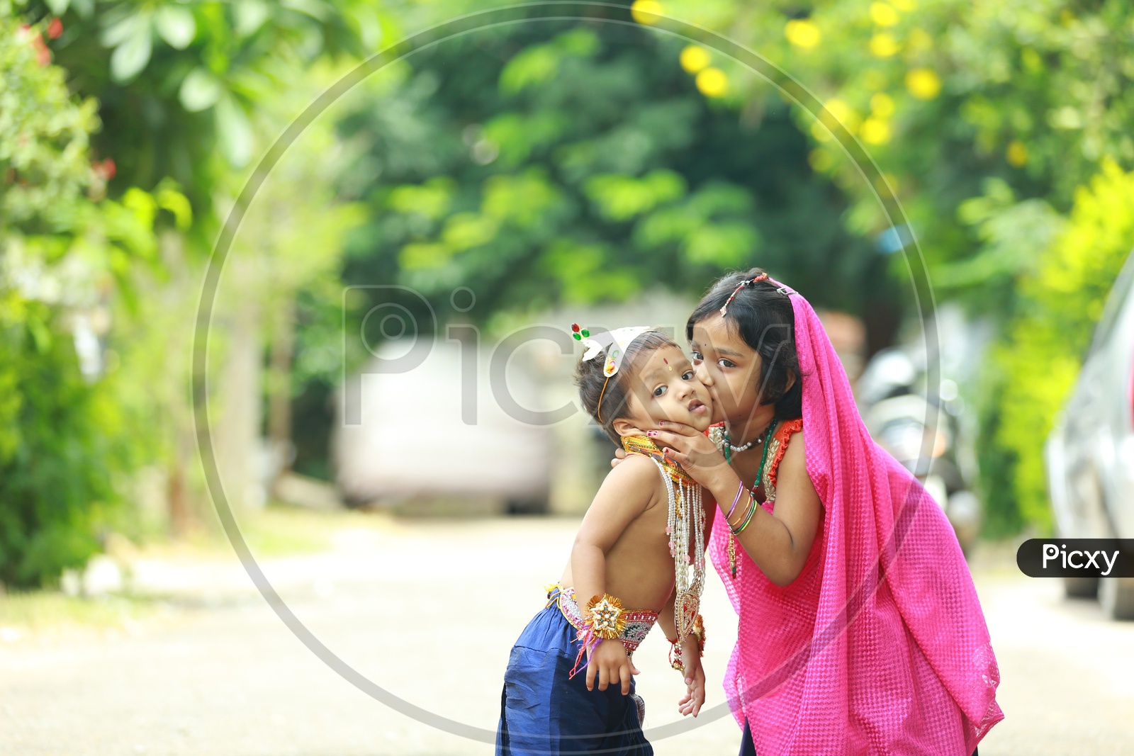 Radha And Lord Krishna Getup To Indian Children