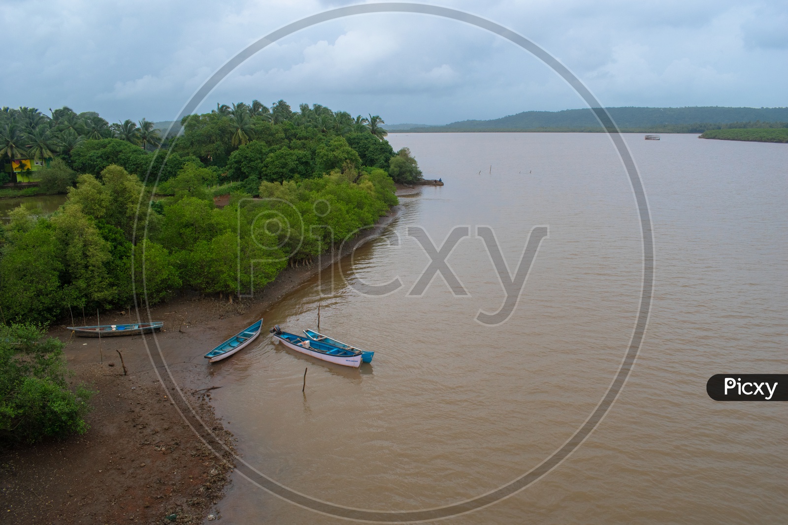 View of Chapora river from Siolim bridge, Chopdem, Goa.