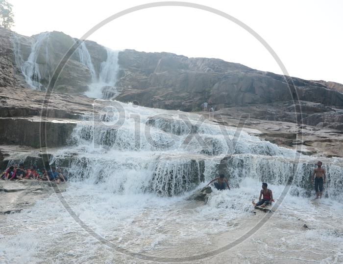 Visitors Chilling at Kuntala Waterfalls