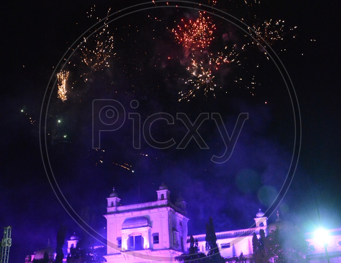 Fire Works Over Victoria Memorial Main Building