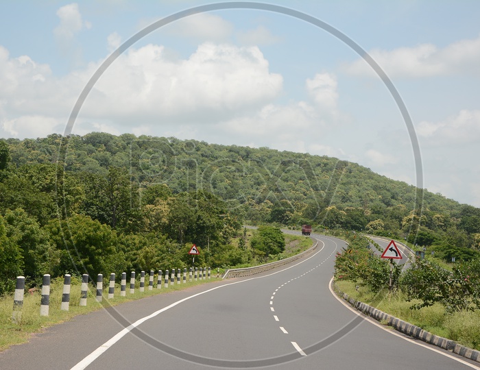 National Highway With Curve Roads