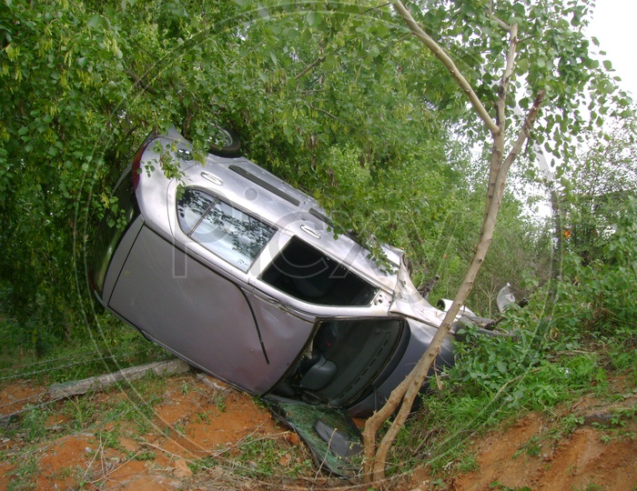 Wreckage Or Remains of a Car After Accident