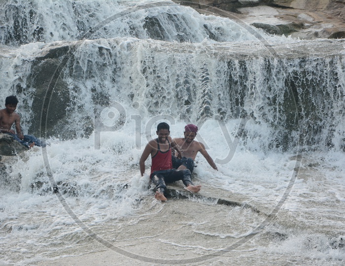Visitors Chilling at Kuntala Waterfalls