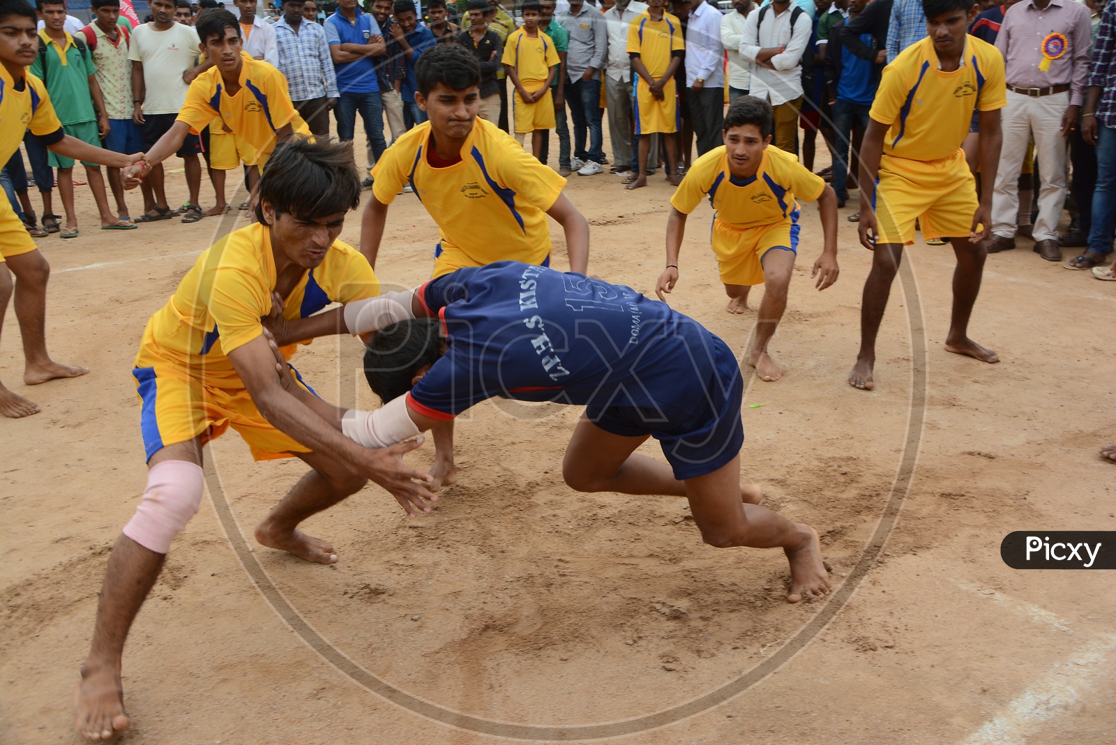 Young   Athletes Playing  Kabbadi  In a School Sports Event