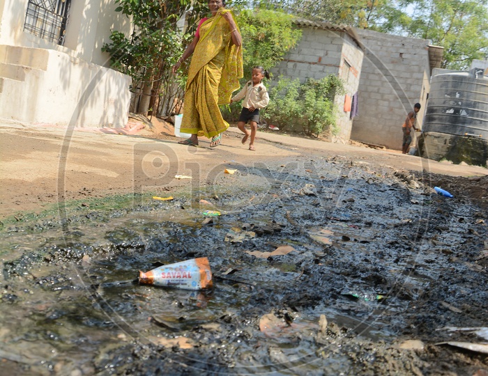 Drainage Or Sewage Water Overflow On Streets of Hyderabad