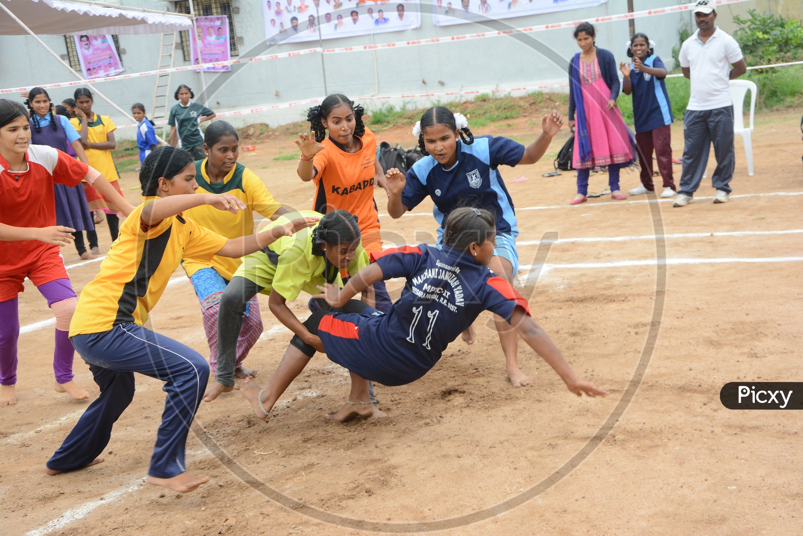 Girls Playing Kabbadi In a school Sports Event