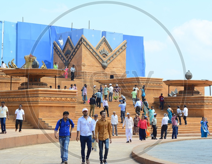 Tourists At Bahubali Movie Sets In Ramoji Film City