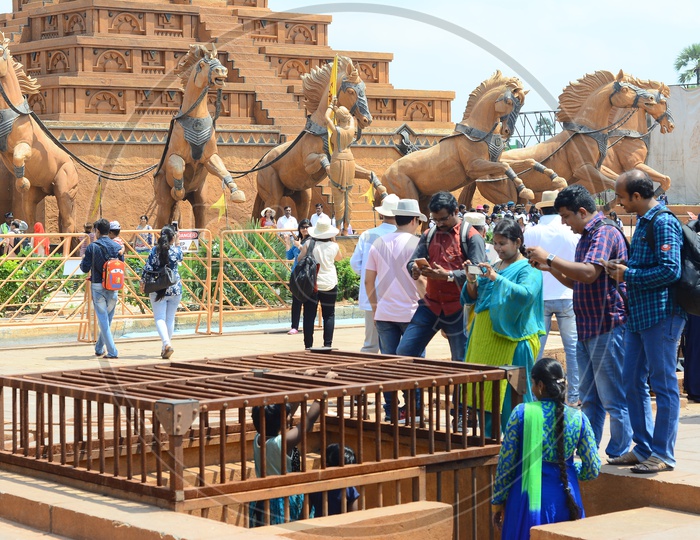 Image of Tourists Or Visitors Taking Pictures at Bahubali Movie Sets in ...
