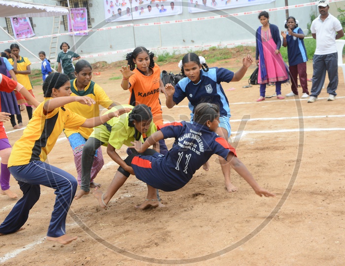 Girls Playing Kabbadi In a school Sports Event