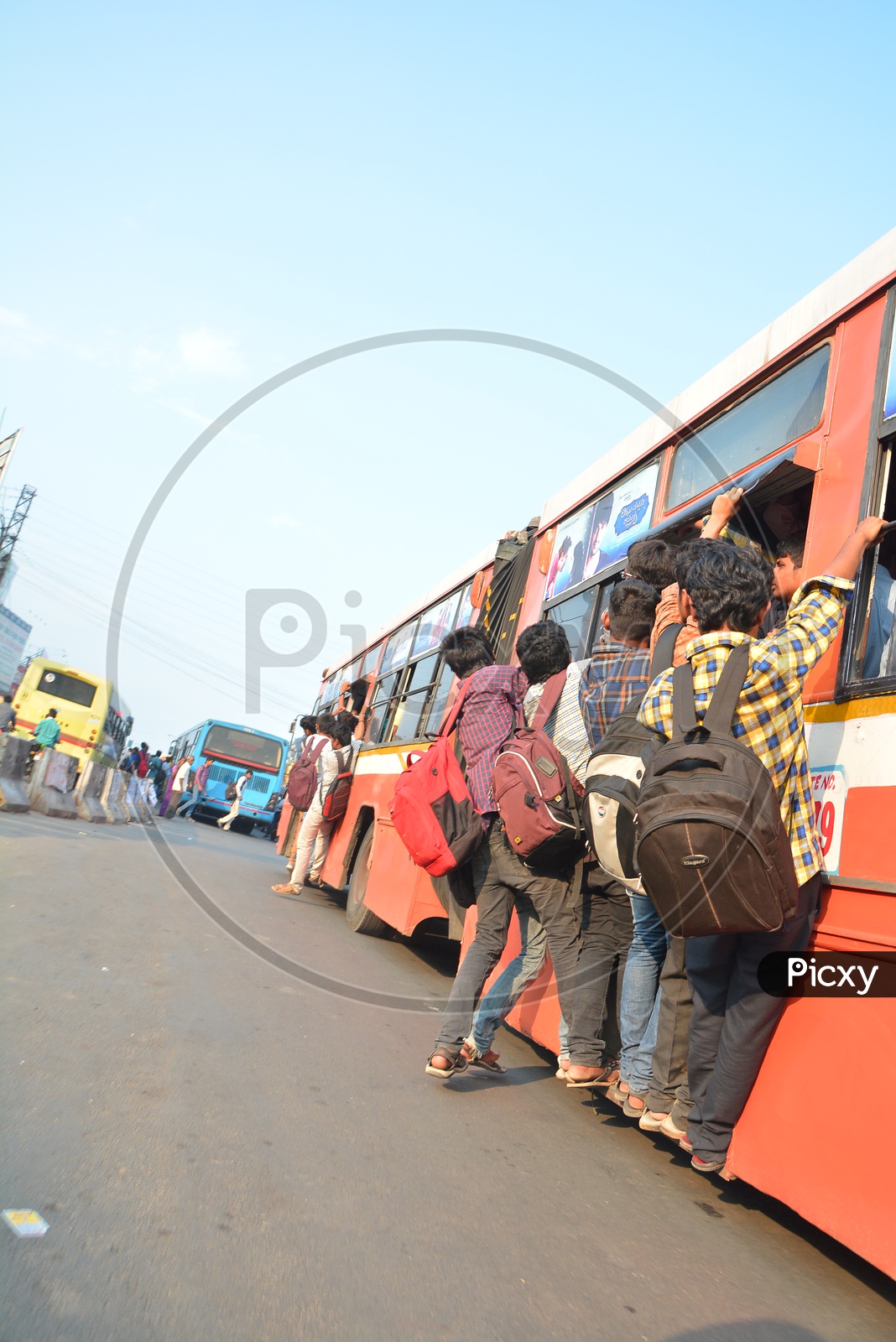 Foot board Commuting In a City Bus In Hyderabad city