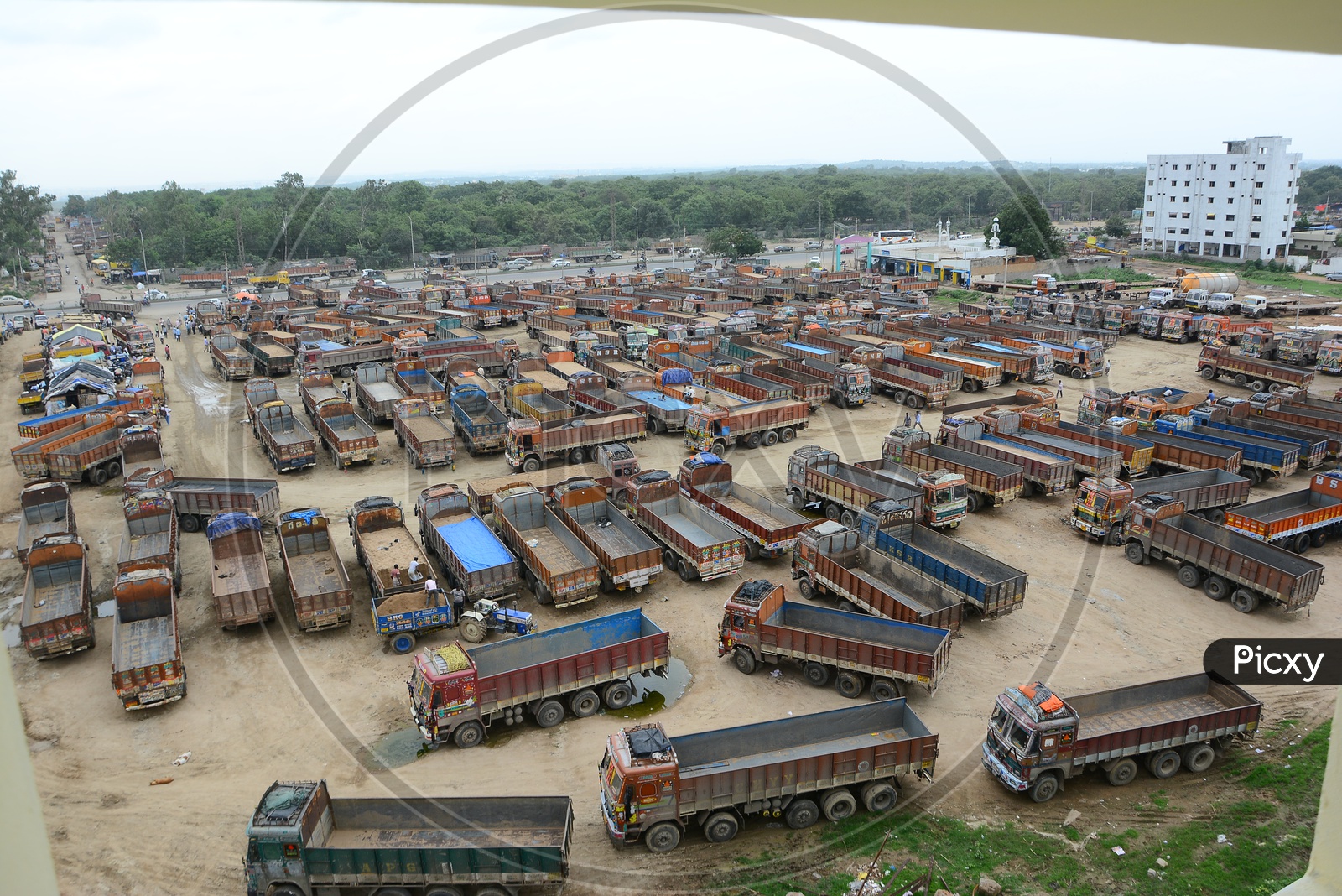 Trucks Or Lorries Parked In a Compound