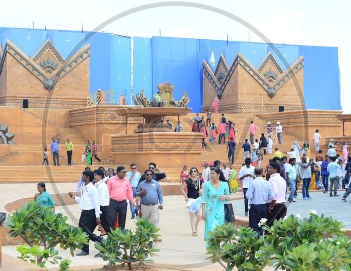 Tourists At Bahubali Movie Sets In Ramoji Film City
