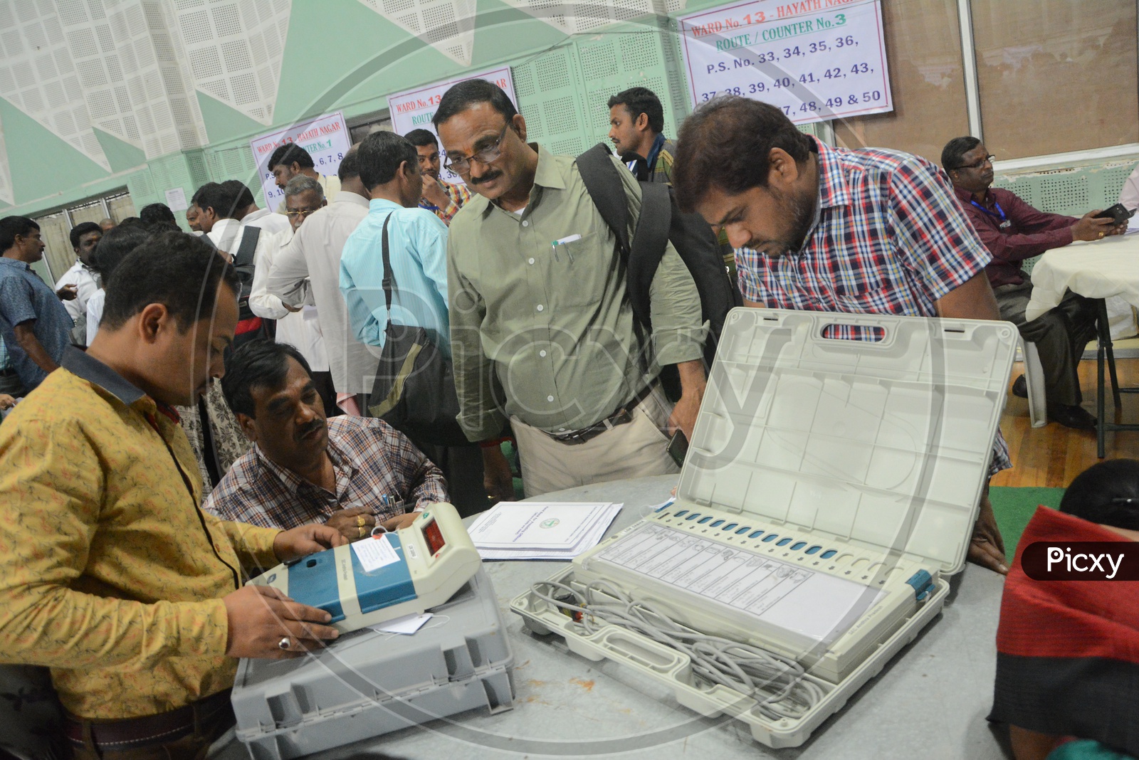 Election Officers Allotting  EVM Machines to Booth level Election Officers  At a Hub