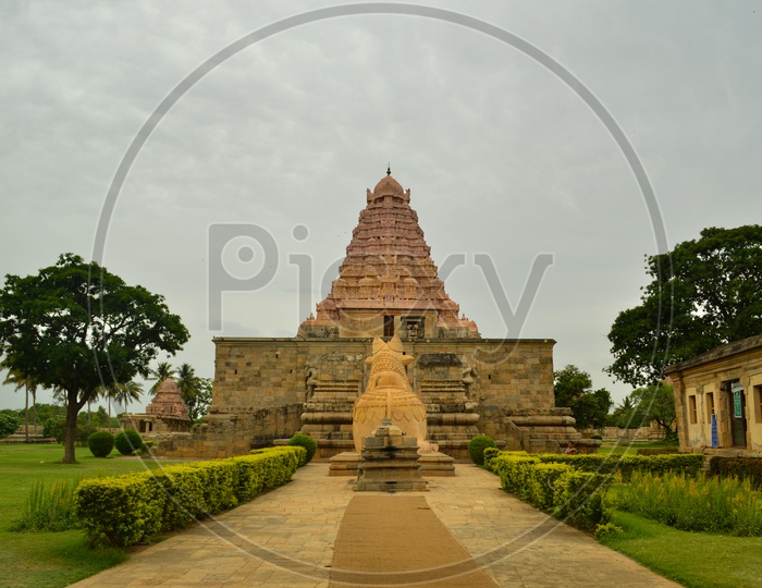 The symmetrical structure of the UNESCO World Heritage Site: Gangaikonda Cholapuram Temple, Kumbakonam, Tamil Nadu.