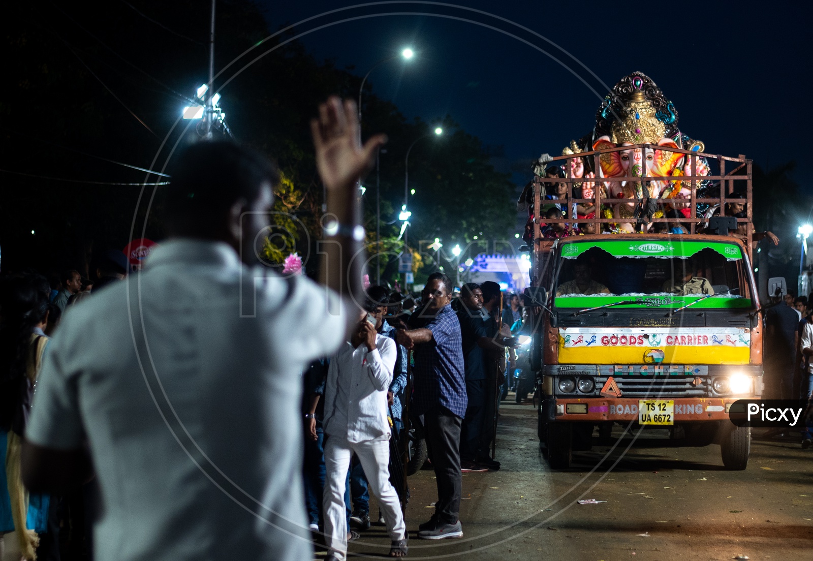 Lord Ganesh Idols in Procession At Tank Bund  Before Immersion Or Visarjan  In Hussain Sagar Lake  in Hyderabad
