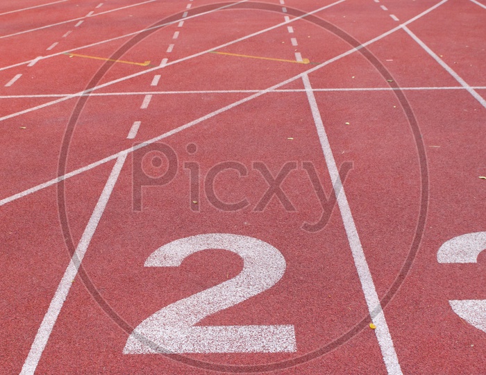 Athletics or Running  Track Lanes With  Numbers