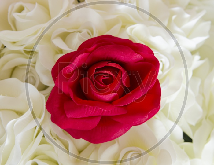Artificial rose flowers mixed bouquet Closeup