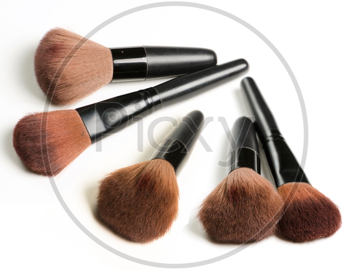 Set of cosmetic brushes isolated on white background
