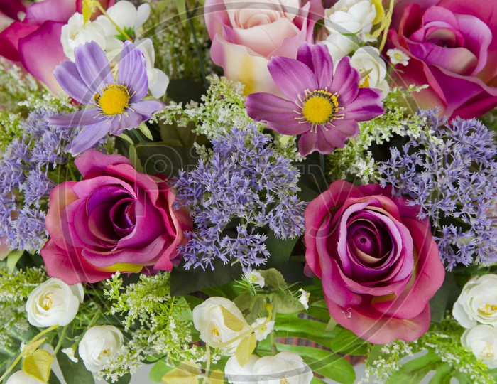 Clourful Flowers in a Bouquet Closeup