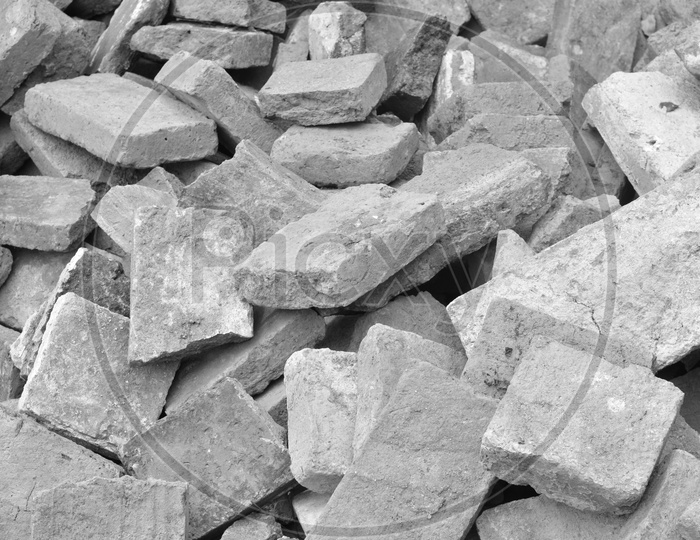 Bricks Pile At a Wall Construction Site  With B&W  Filter