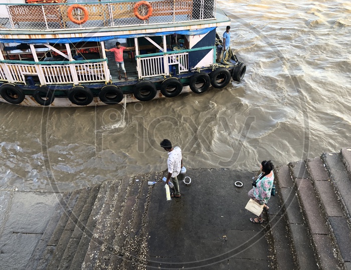 Ferry or motor Boats For Tourists Rides  At Gateway Of India in Mumbai