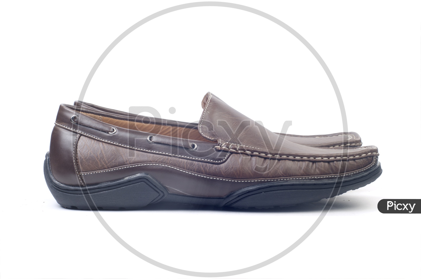 Pair of Men's Brown Leather Shoe  Isolated Over an White Background