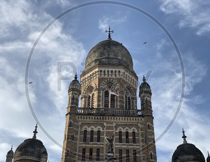 Mumbai Central Railway Station CSMT  Building View With Blue Sky Background