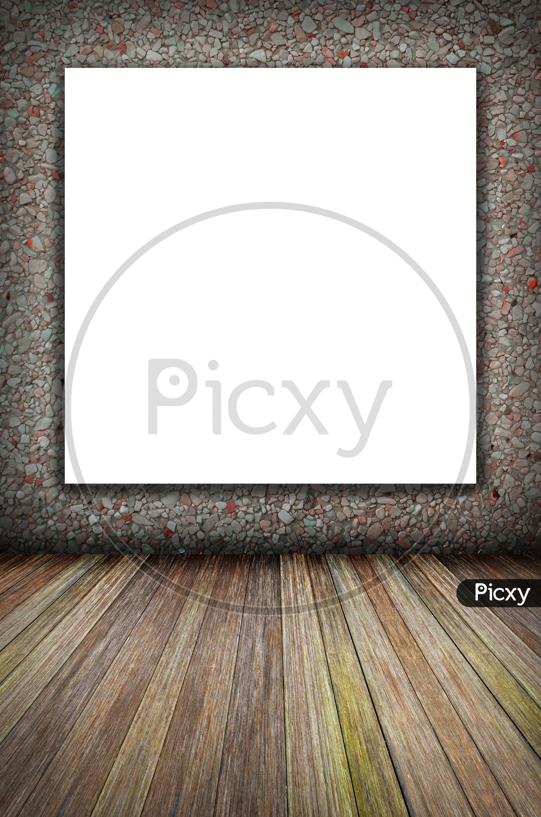 Illustration of Wooden Wall and Stone Floor With Copy Space For Text