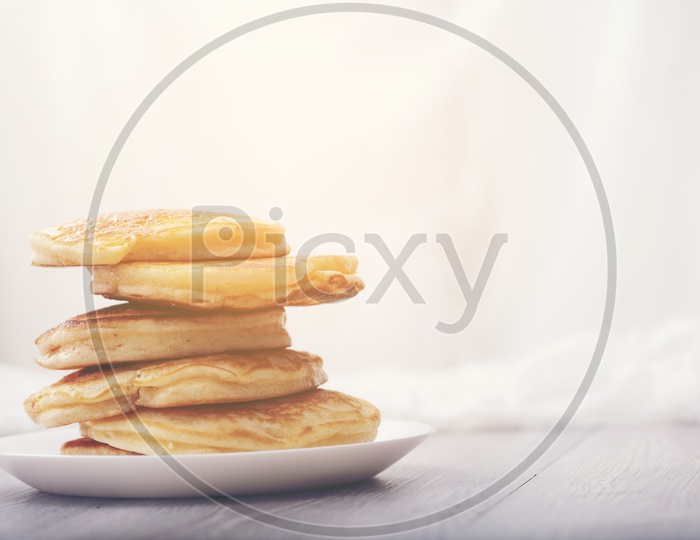 stack of pancake on white background