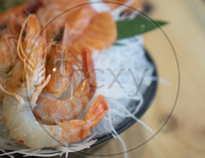 Sashimi Prawns, fresh seafood, Japanese food