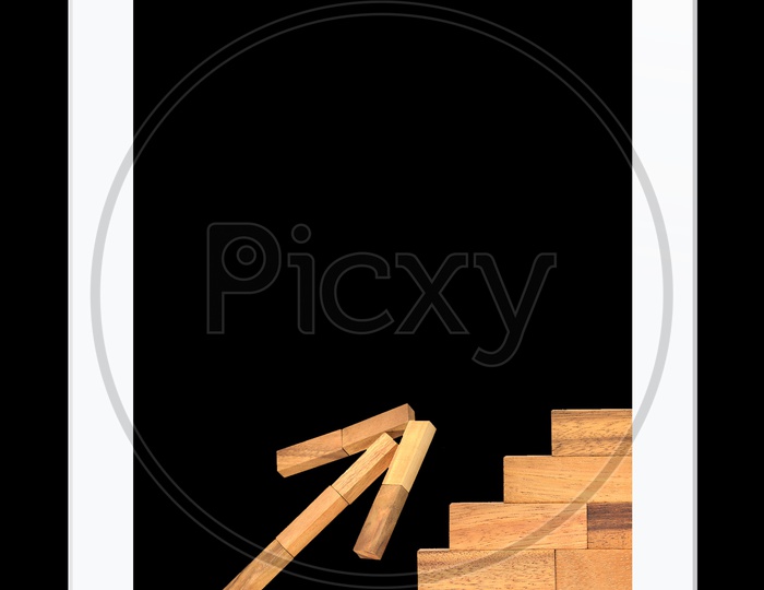 Illustration Of Tablet Gadget With Wooden Block Picture