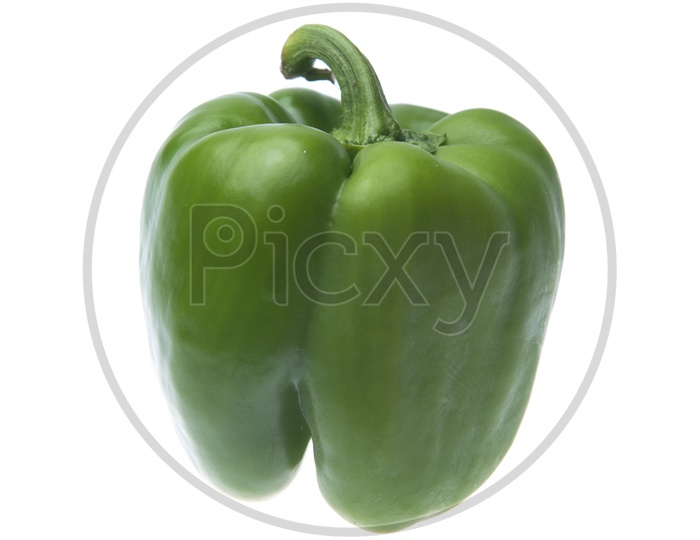 Sweet Pepper or Green Capsicum Isolated on White Background
