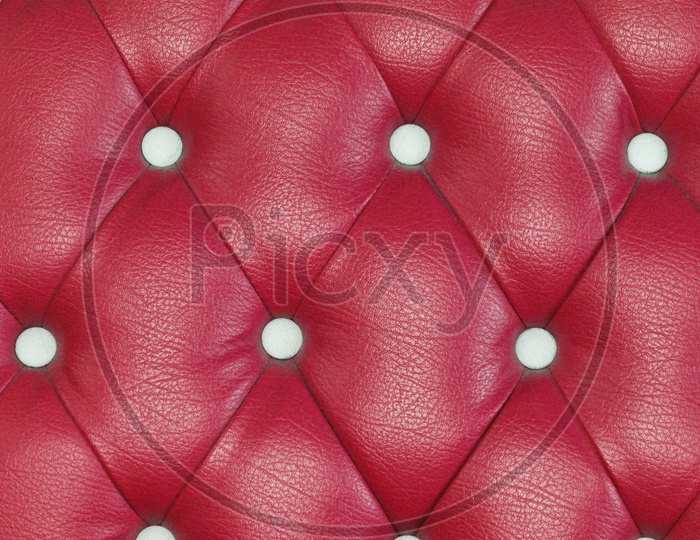 texture of red Leather Skin Of  Button Patterns