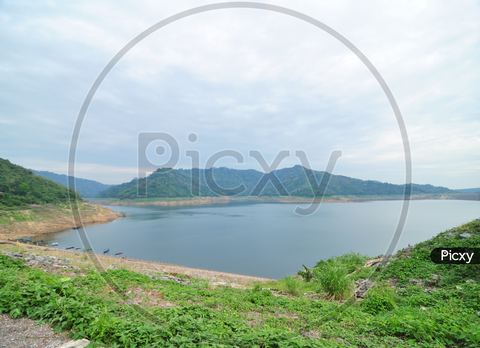 Lake With Mountains Or Prakarnchon Khun Dan Dam, Nakhon Nayok, Thailand.