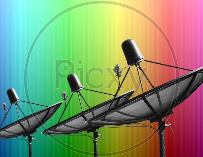 Satellite dish Antenna  on Smooth colorful abstract fantasy background
