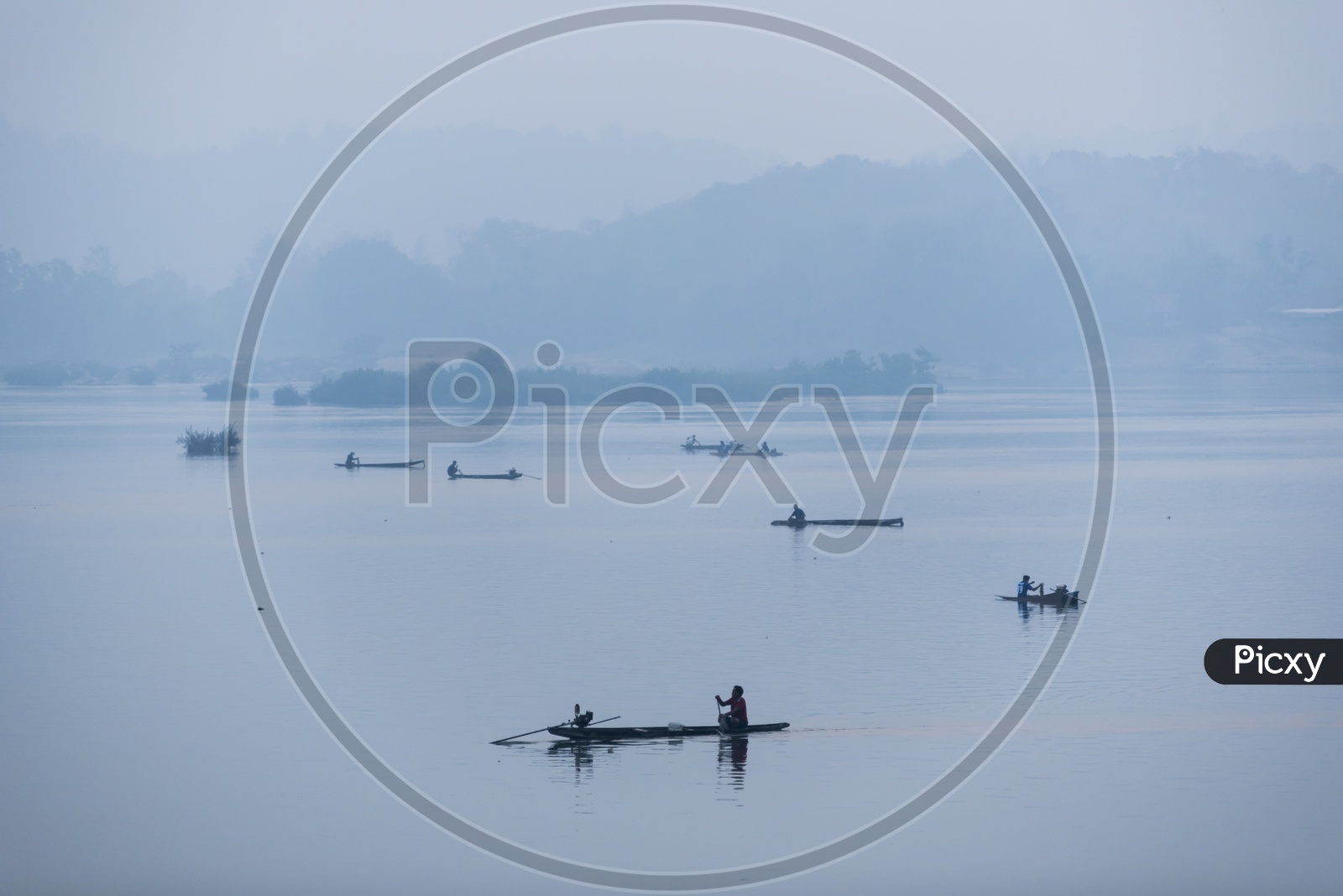 Fisherman Fishing In Small Boats At Songkhla in Thailand