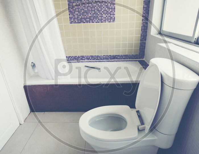 Bathroom interior With   sanitary ware  In a Hotel Room