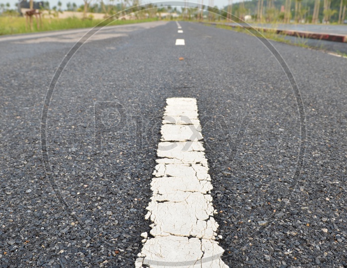 asphalt road texture with white stripe  Forming a background
