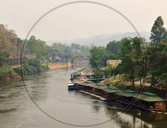 Kwa river With Hamlet View  in Kanchanaburi, Thailand
