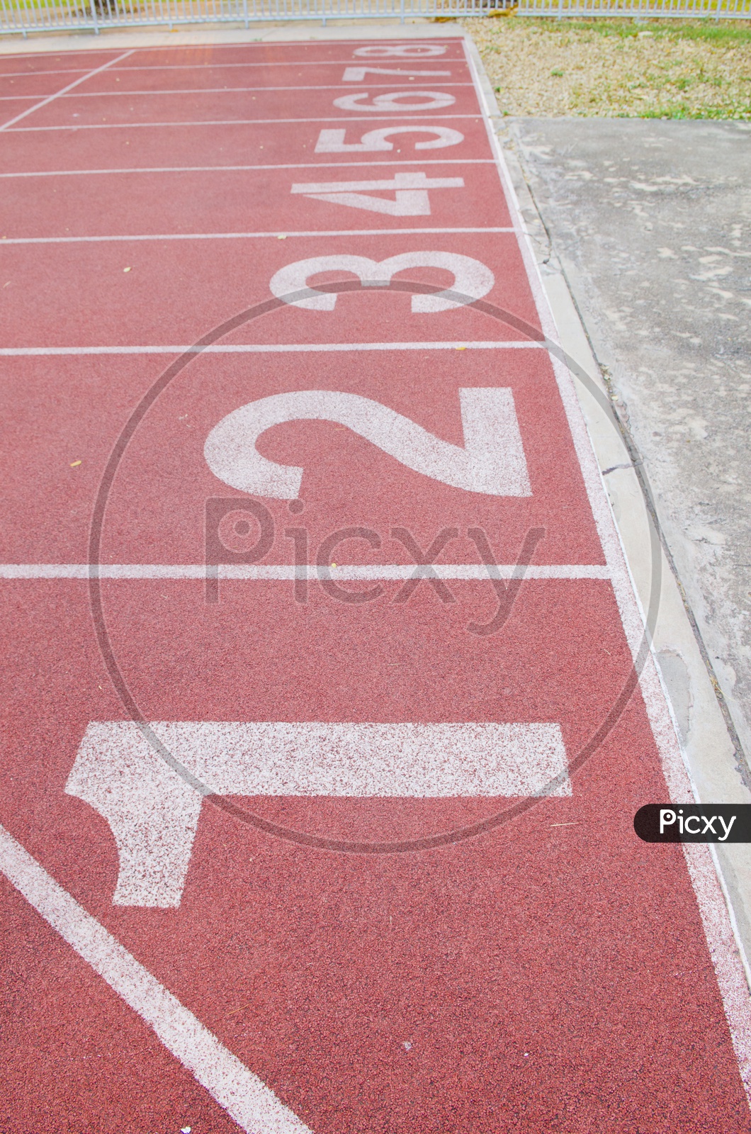 Running Track In a Stadium With Numbers