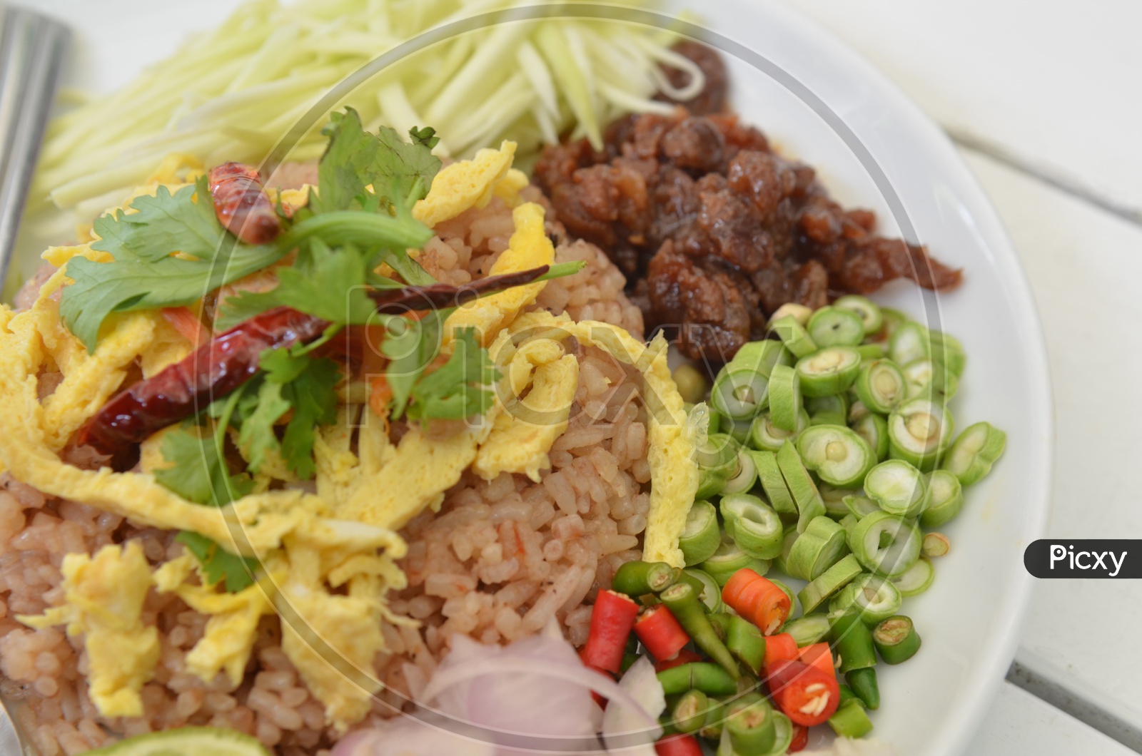 Thai Food Combo Fried Rice With BBQ pork and Salad