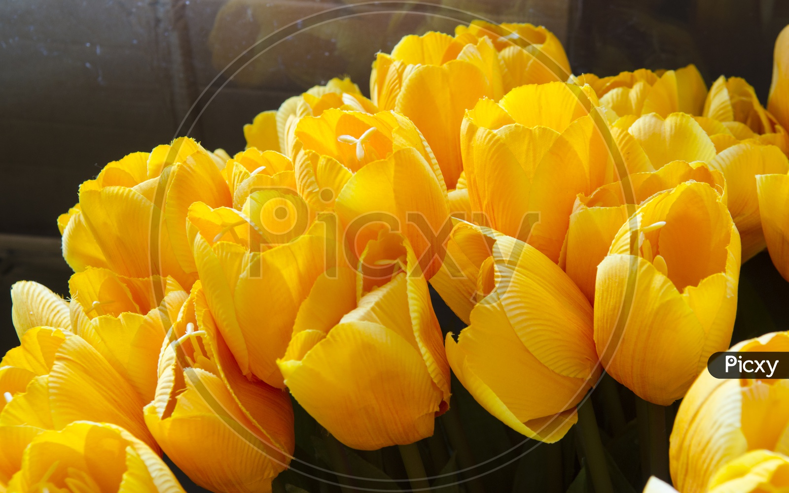 Beautiful tulips at Artificial flower shop or Florist Shop