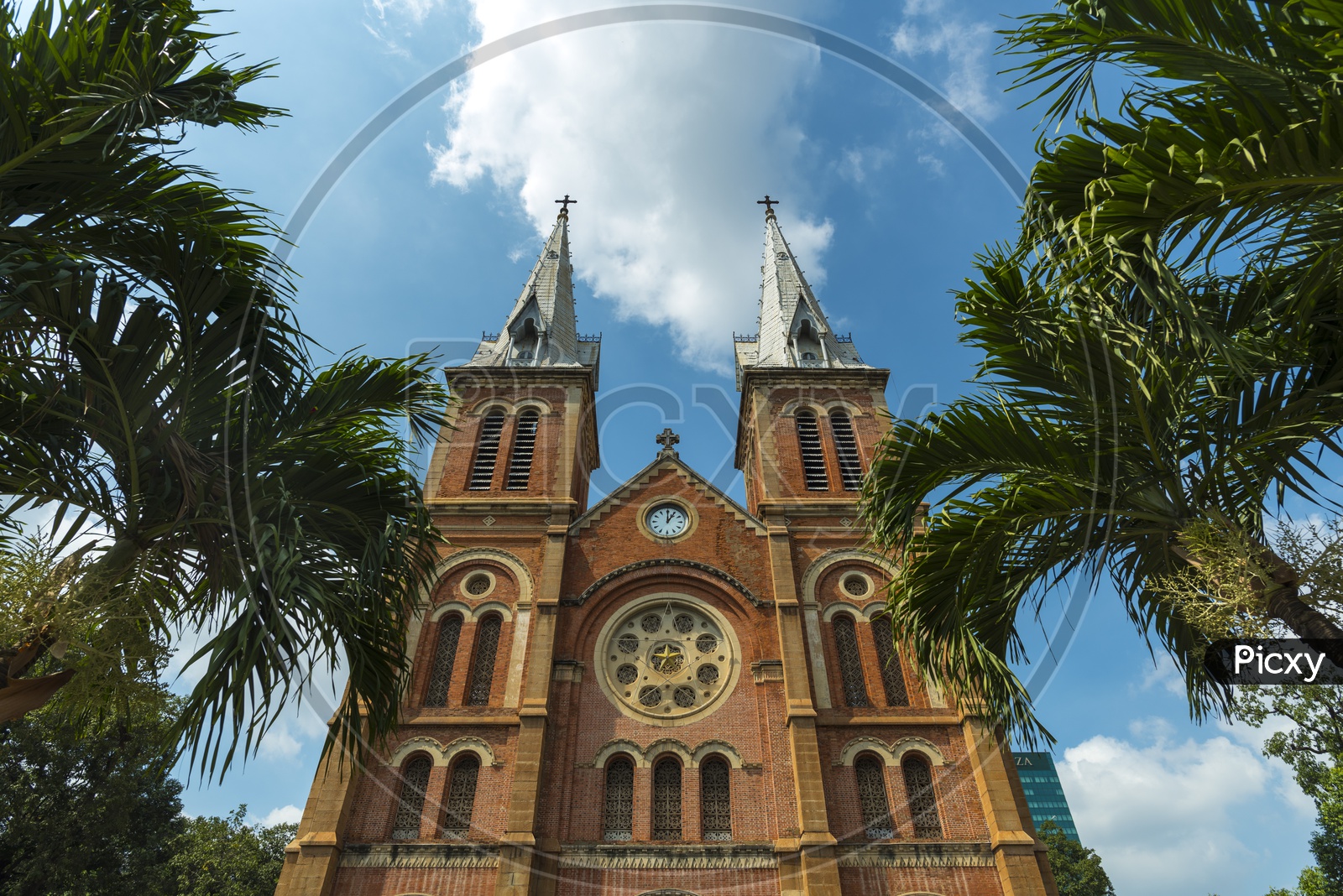 View of Saigon Notre-Dame Basilica in Ho Chi Minh City, Vietnam.